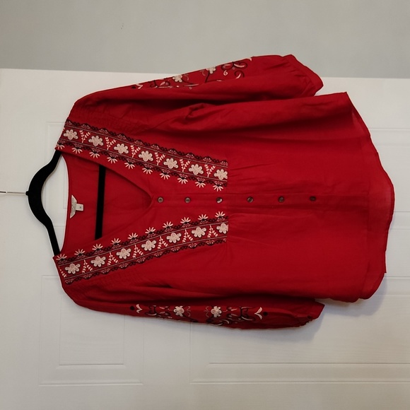 NWOT Monsoon red embroidered boho blouse - Picture 2 of 5